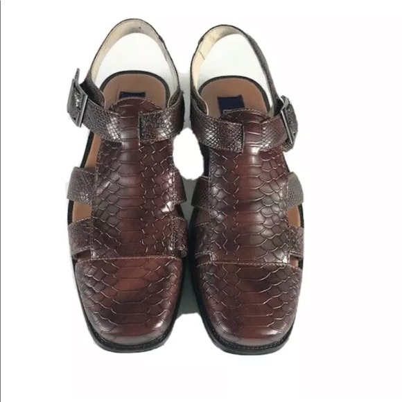 Majestic Men's Brown Sandals Covered Toe Sling Back Vented Sides Sizes 8.5 - 13 - Picture 2 of 6